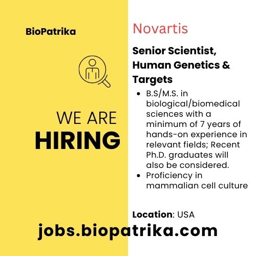 Senior Scientist, Human Genetics & Targets - Novartis - USA