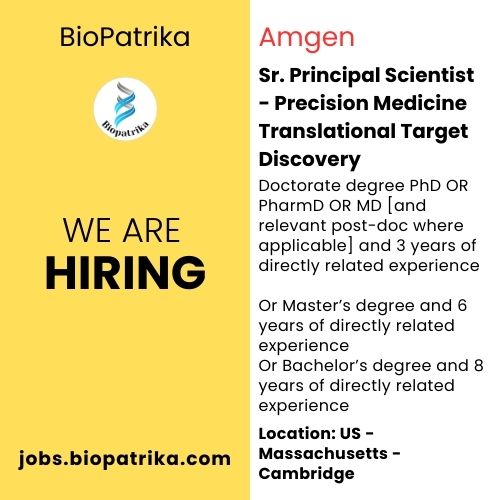 Sr. Principal Scientist - Precision Medicine Translational Target Discovery - Amgen - USA