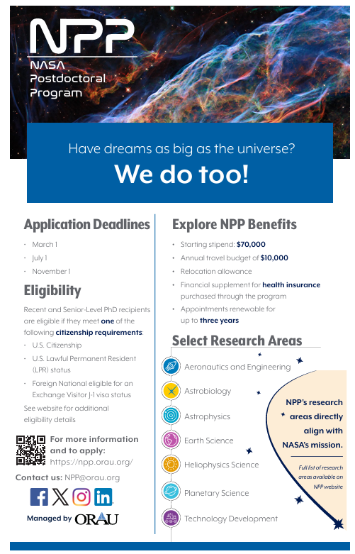 NASA Postdoctoral Program (NPP)