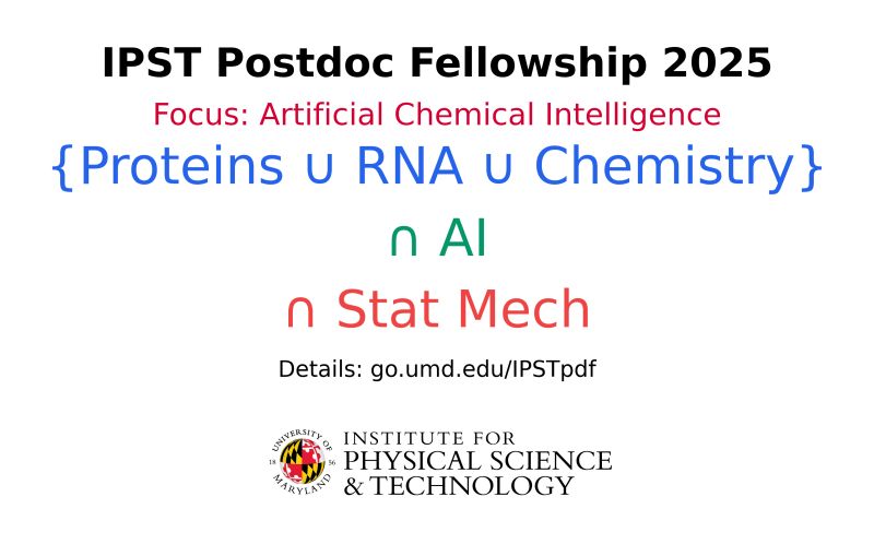 IPST Postdoc fellows in Artificial Chemical Intelligence - USA