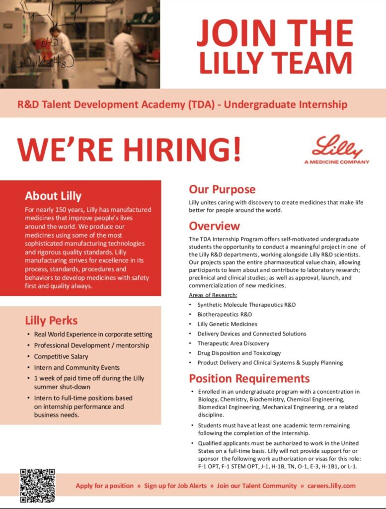 Lilly Research Laboratories - Talent Development Academy Internship