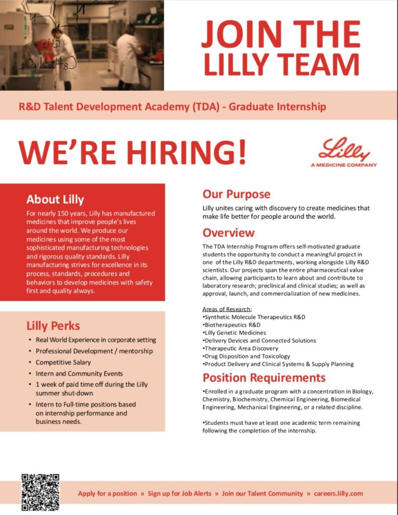 Lilly Research Laboratories - Talent Development Academy Internship
