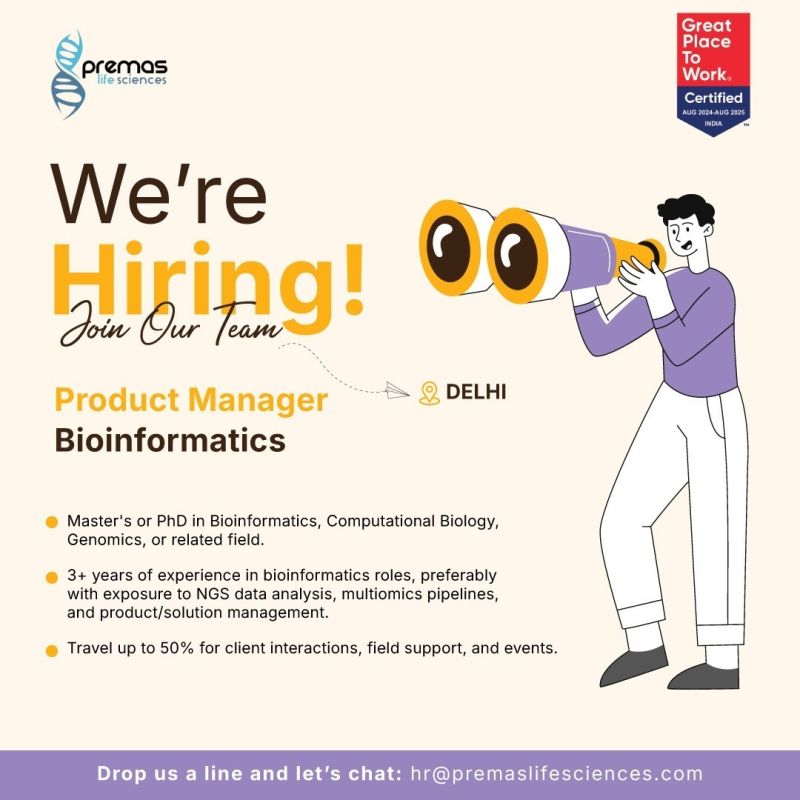 Premas Life Sciences hiring Product Manager – Bioinformatics - Delhi