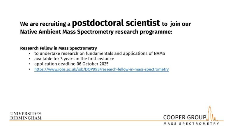 Research Fellow in Mass Spectrometry - University of Birmingham