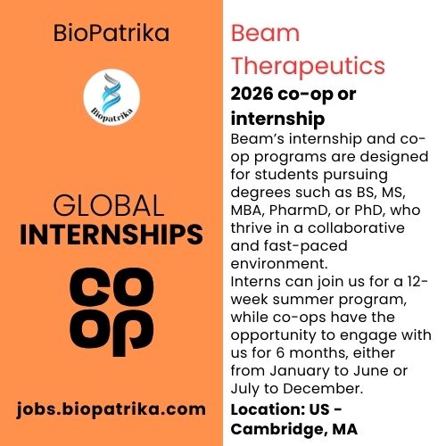 2026 co-op or internship at Beam Therapeutics - USA