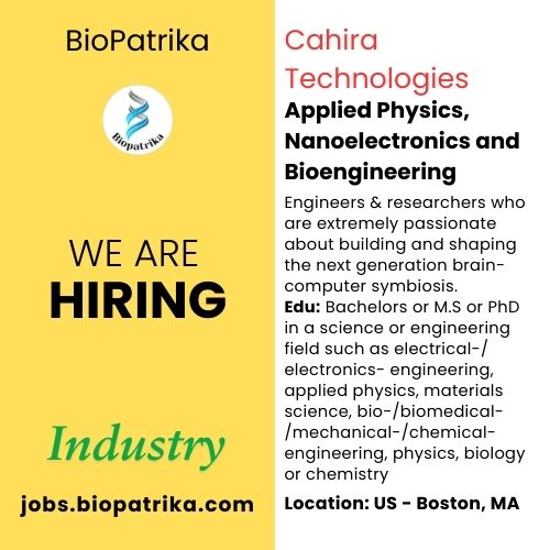Applied Physics, Nanoelectronics and Bioengineering at Cahira Technologies