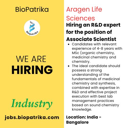 Aragen Life Sciences! hiring an R&D expert for the position of Associate Scientist