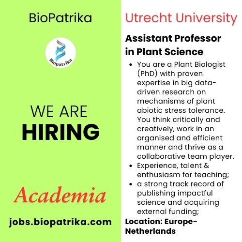 Assistant Professor in Plant Science - Utrecht University