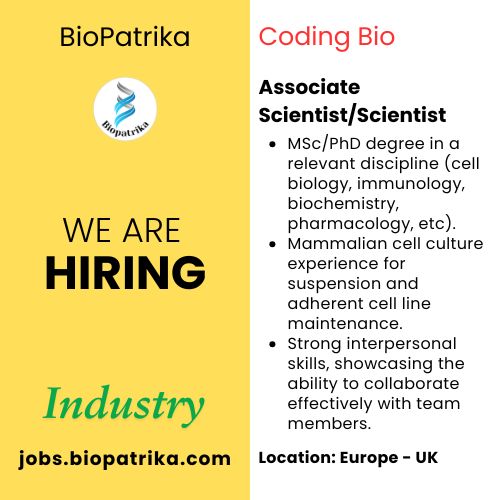 Associate ScientistScientist - Coding Bio - UK