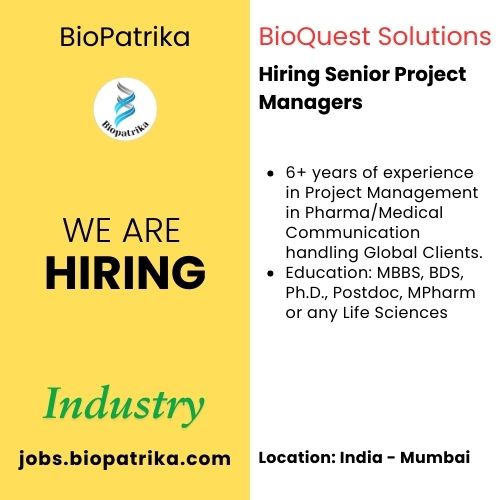 BioQuest Solutions hiring Senior Project Managers