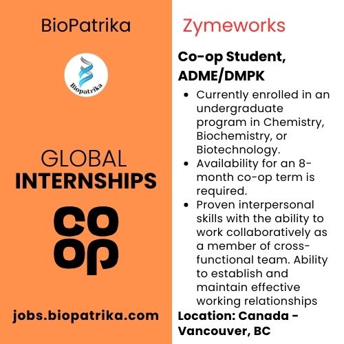 Co-op Student, ADMEDMPK - Zymeworks - Canada