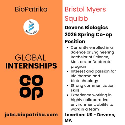 Devens Biologics 2026 Spring Co-op Position - Bristol Myers Squibb - USA