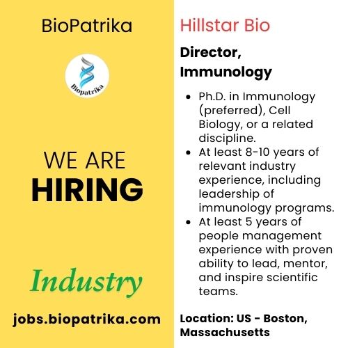 Director, Immunology - Hillstar Bio - USA
