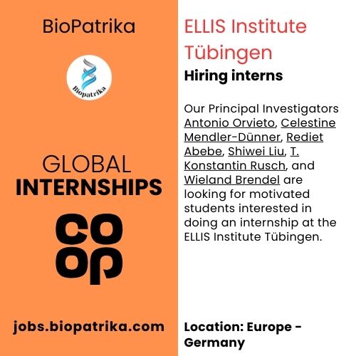 ELLIS Institute Tübingen hiring interns - Germany