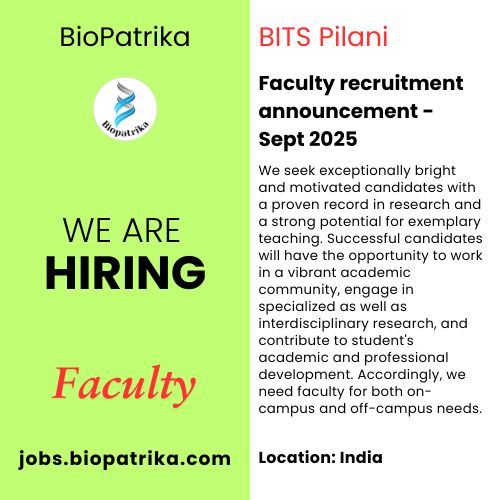 Faculty recruitment announcement - BITS Pilani