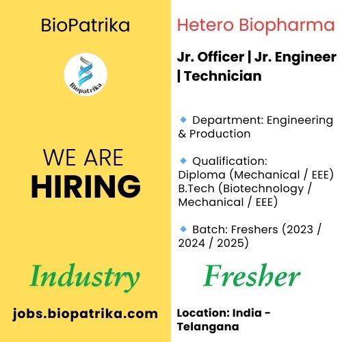 Freshers Opportunity at Hetero Biopharma Limited – Telangana