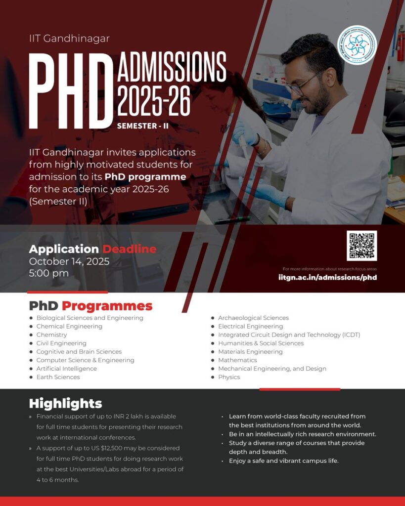 PhD Admissions Open at IIT Gandhinagar