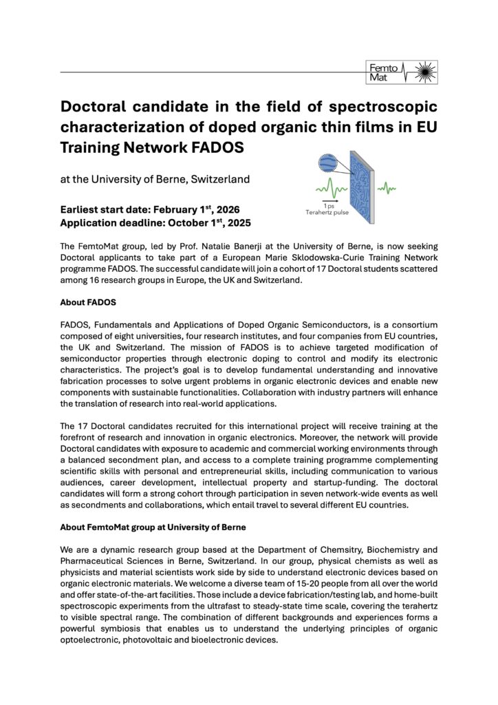 PhD position in the field of spectroscopic characterization - Switzerland