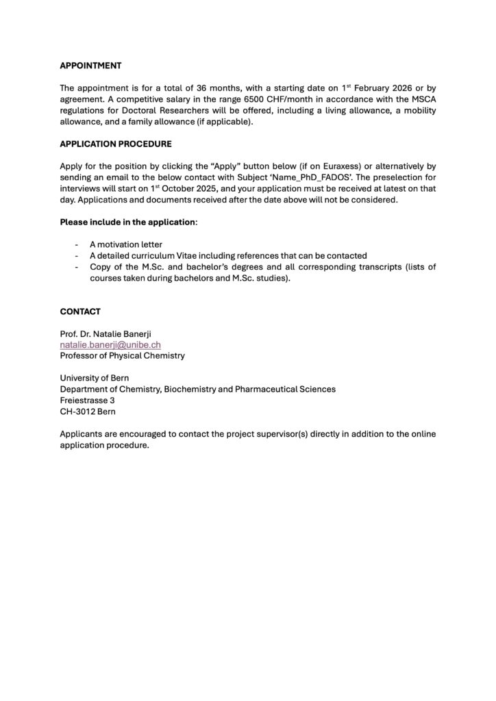 PhD position in the field of spectroscopic characterization - Switzerland