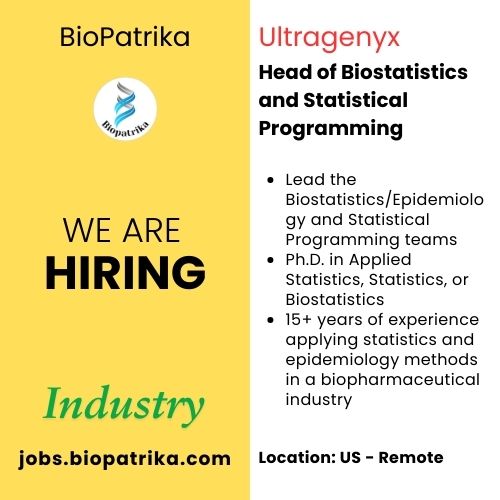Head of Biostatistics and Statistical Programming - Ultragenyx - USA