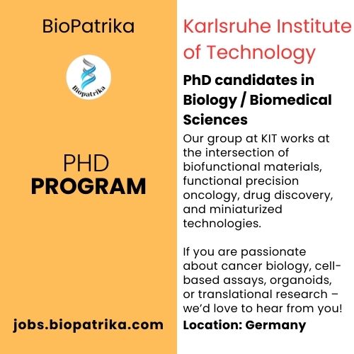Hiring PhD candidates in Biology  Biomedical Sciences - KIT - Germany