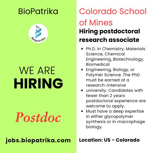 Hiring postdoctoral research associate - Colorado School of Mines