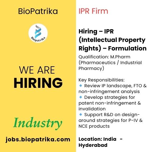 Hiring – IPR (Intellectual Property Rights) – Formulation