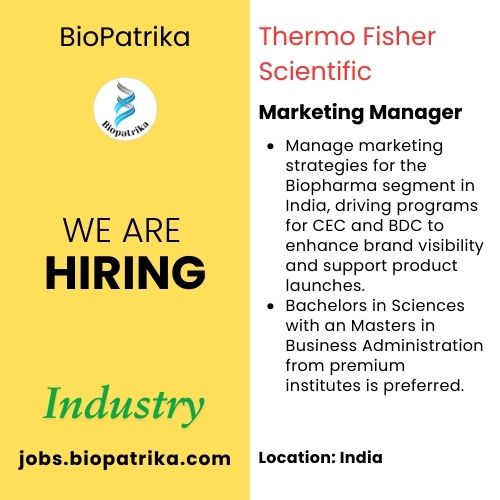 Join Thermo Fisher Scientific as a Marketing Manager for the Biopharma segment in India