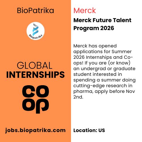 Merck Future Talent Program 2026 - Internships and Co-ops - USA
