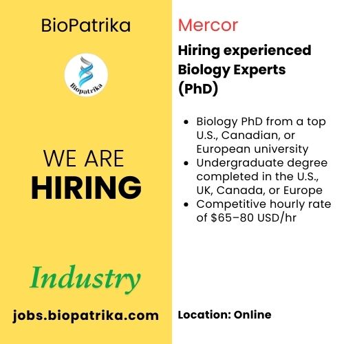 Mercor is hiring experienced Biology Experts (PhD)