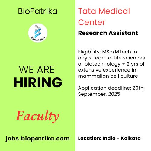 Research Assistant - Tata Medical Center, Kolkata