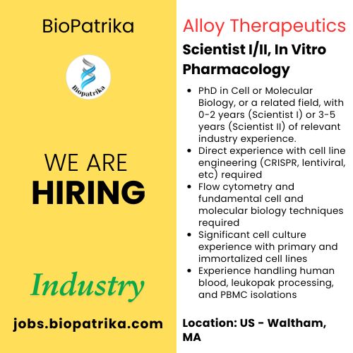 Scientist III, In Vitro Pharmacology - Alloy Therapeutics - USA