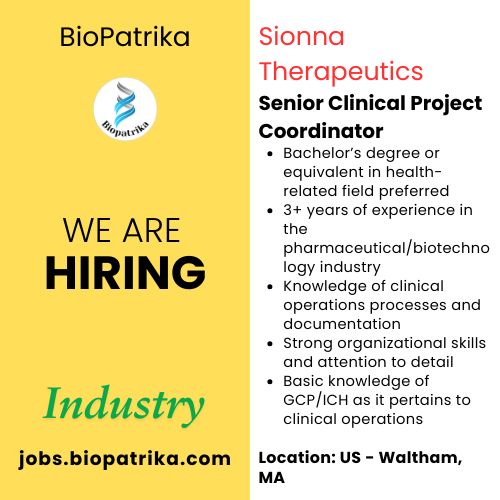 Senior Clinical Project Coordinator - Sionna Therapeutics - USA