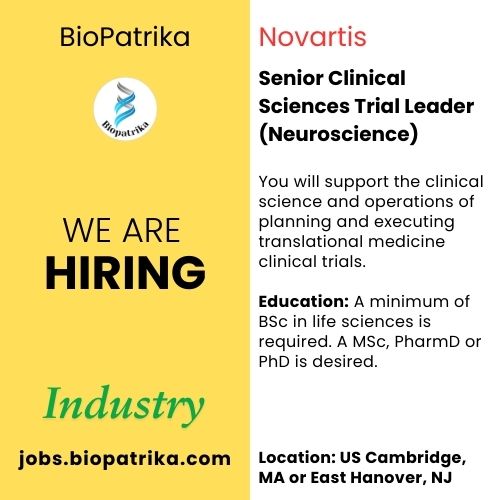 Senior Clinical Sciences Trial Leader (Neuroscience) - Novartis - USA