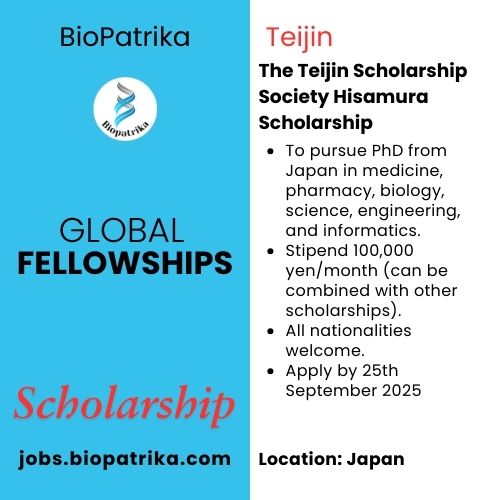 The Teijin Scholarship Society Hisamura Scholarship - Japan