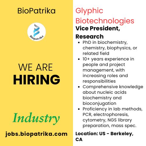 Vice President, Research - Glyphic Biotechnologies - USA