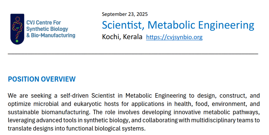 Scientist, Metabolic Engineering - Kerala