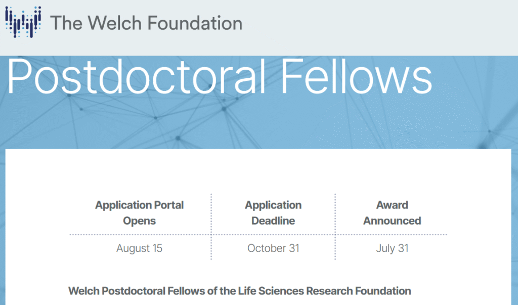 Welch Postdoctoral Fellows of the Life Sciences Research Foundation