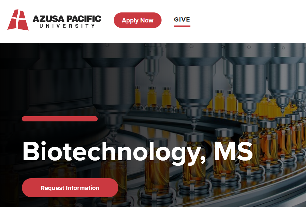 Master's Program - Biotechnology, MS - Azusa Pacific University - USA