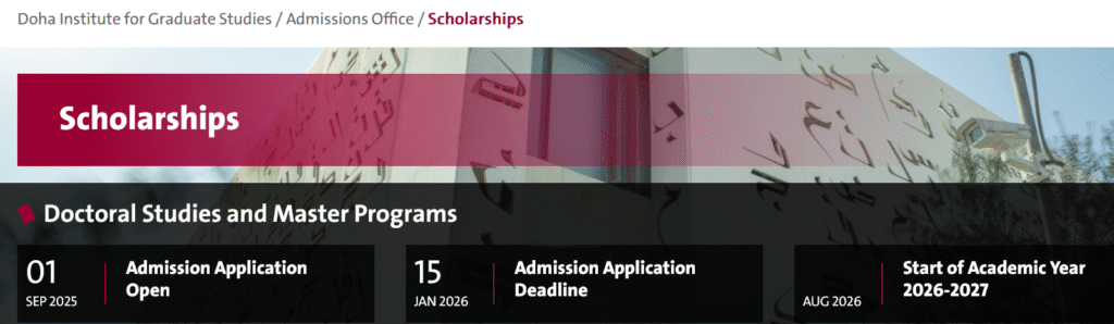 Doha Institute of Graduate Studies for PhD and Master courses - Applications open