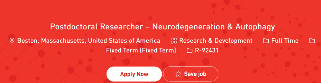 Postdoctoral Researcher – Neurodegeneration & Autophagy - Eli Lilly - Boston