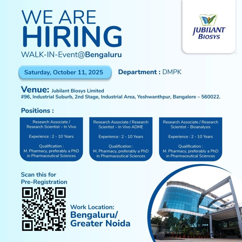 Jubilant Biosys Limited - Walkin Event Bangalore