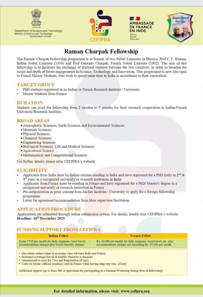 Raman–Charpak Fellowship 2025