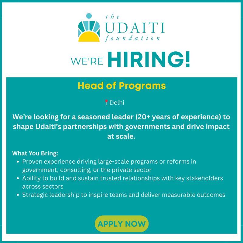 Udaiti Foundation is looking for a Head of Programs