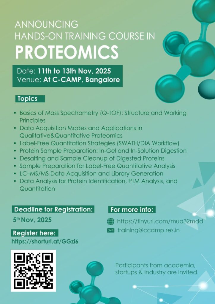 Hands-on Training Course in Proteomics by Mass Spectrometry - C-CAMP