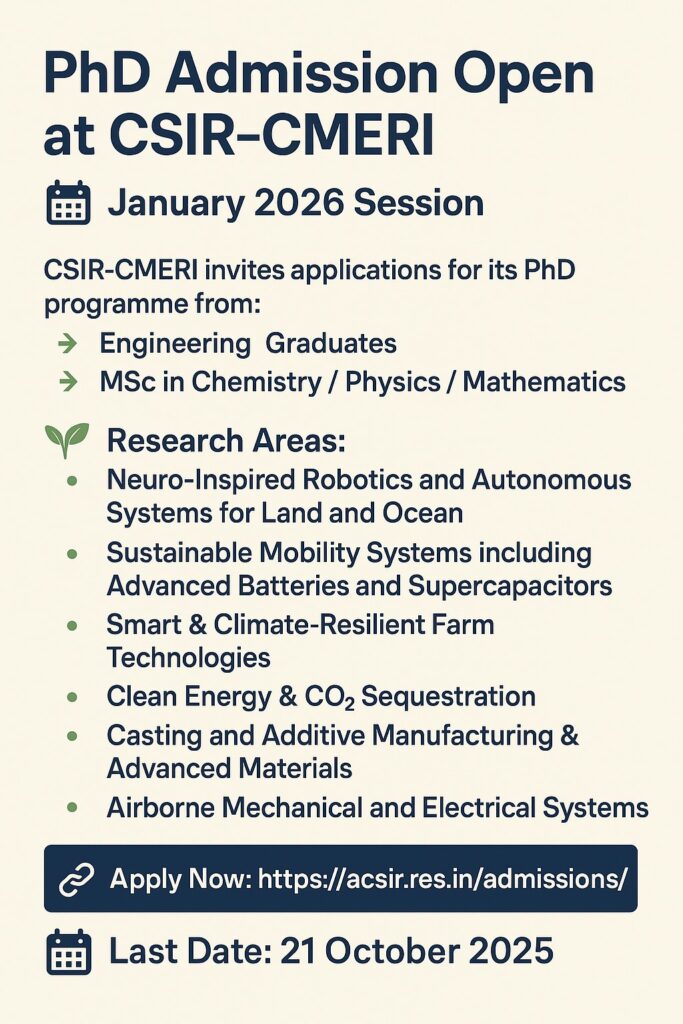 PhD Admission - CSIR-CMERI