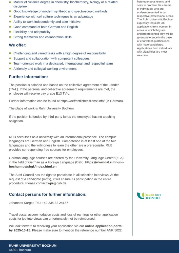 PhD Opportunity in Bioinorganic Chemistry