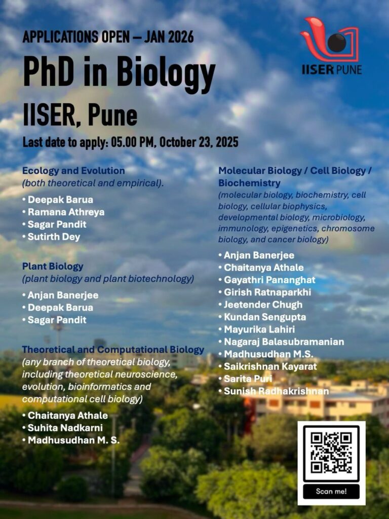 2026 PhD intake at the Department of Biology - IISER Pune
