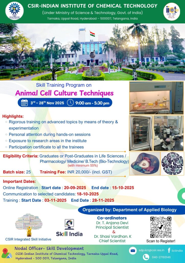 Hands-on training program in Animal Cell Culture Techniques - CSIR-IICT