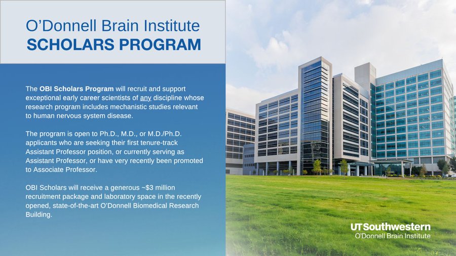 Faculty Positions for UTSW O'Donnell Brain Institute Scholars Program